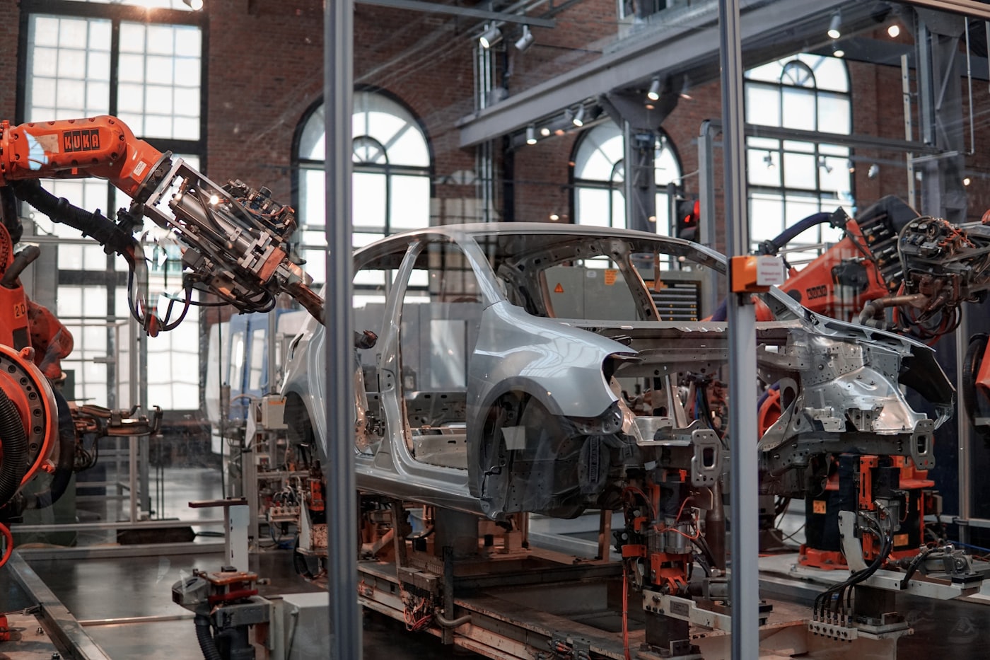 Robotic arms on an automated manufacturing line