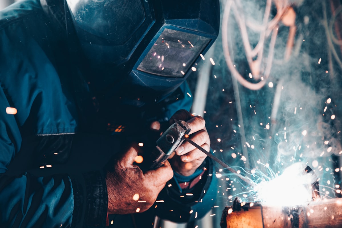 Electrical and metalwork being carried out on a job site